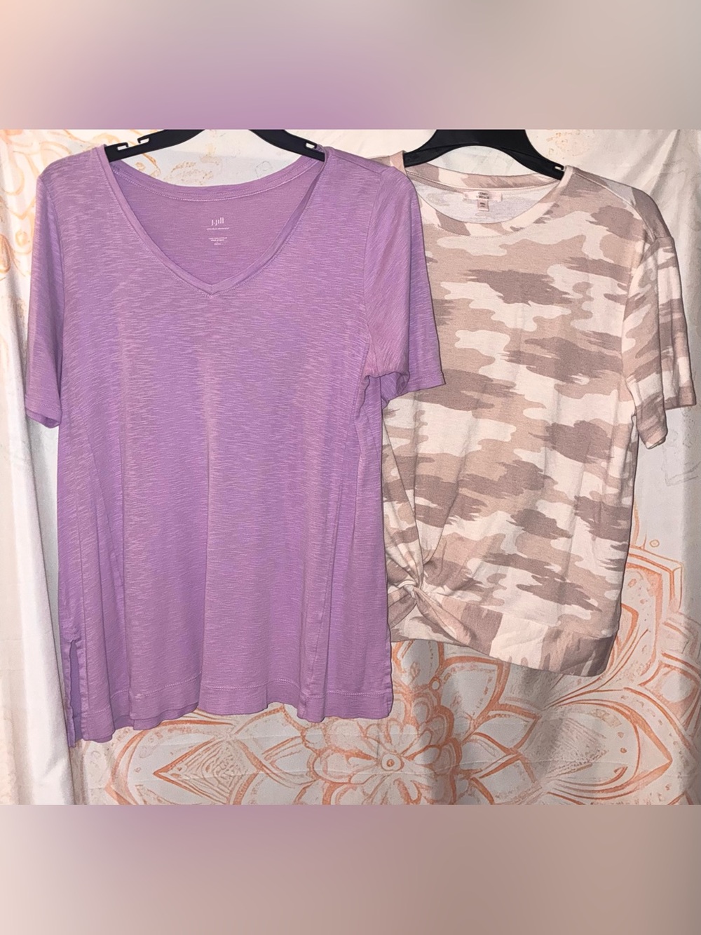 J. Jill Lavender V-Neck Tee Bundled w/ Como Vintage Tan Camo Tee